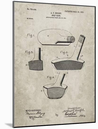 PP475-Sandstone Antique Golf Putter 1903 Patent Poster-Cole Borders-Mounted Giclee Print