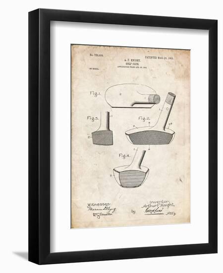 PP475-Vintage Parchment Antique Golf Putter 1903 Patent Poster-Cole Borders-Framed Premium Giclee Print