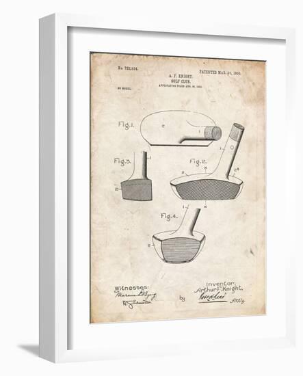 PP475-Vintage Parchment Antique Golf Putter 1903 Patent Poster-Cole Borders-Framed Giclee Print