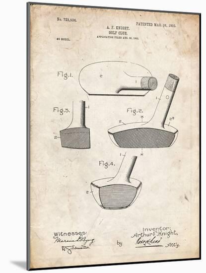 PP475-Vintage Parchment Antique Golf Putter 1903 Patent Poster-Cole Borders-Mounted Giclee Print