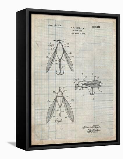 PP476-Antique Grid Parchment Surface Fishing Lure Patent Poster-Cole Borders-Framed Stretched Canvas