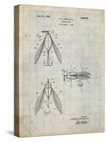 PP476-Antique Grid Parchment Surface Fishing Lure Patent Poster-Cole Borders-Stretched Canvas