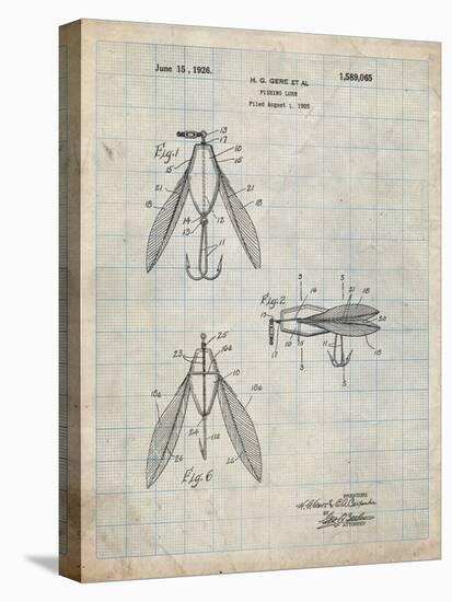 PP476-Antique Grid Parchment Surface Fishing Lure Patent Poster-Cole Borders-Stretched Canvas