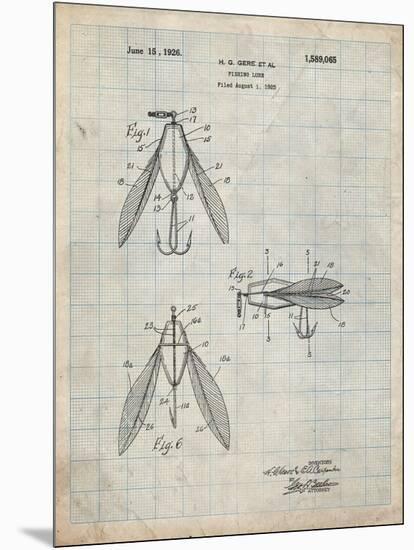 PP476-Antique Grid Parchment Surface Fishing Lure Patent Poster-Cole Borders-Mounted Premium Giclee Print