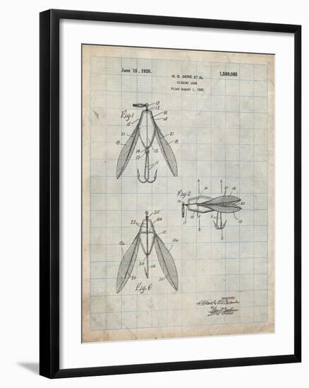 PP476-Antique Grid Parchment Surface Fishing Lure Patent Poster-Cole Borders-Framed Giclee Print