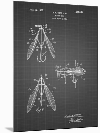 PP476-Black Grid Surface Fishing Lure Patent Poster-Cole Borders-Mounted Giclee Print