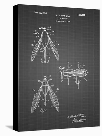 PP476-Black Grid Surface Fishing Lure Patent Poster-Cole Borders-Stretched Canvas