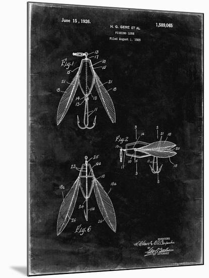 PP476-Black Grunge Surface Fishing Lure Patent Poster-Cole Borders-Mounted Giclee Print