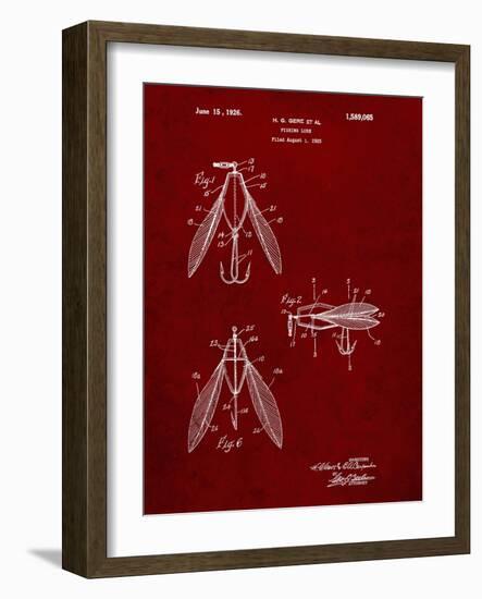 PP476-Burgundy Surface Fishing Lure Patent Poster-Cole Borders-Framed Giclee Print