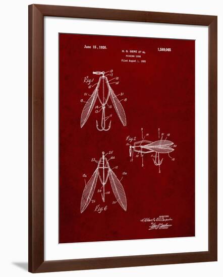 PP476-Burgundy Surface Fishing Lure Patent Poster-Cole Borders-Framed Giclee Print