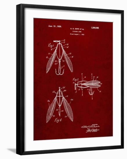 PP476-Burgundy Surface Fishing Lure Patent Poster-Cole Borders-Framed Giclee Print