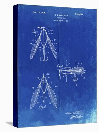PP476-Faded Blueprint Surface Fishing Lure Patent Poster-Cole Borders-Stretched Canvas