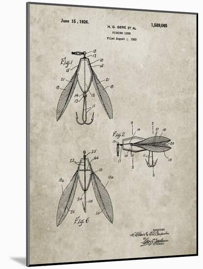 PP476-Sandstone Surface Fishing Lure Patent Poster-Cole Borders-Mounted Giclee Print