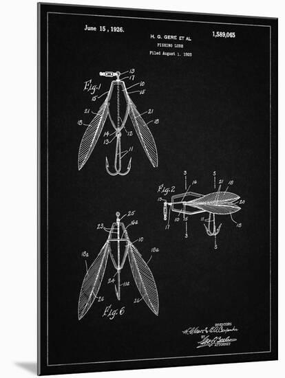 PP476-Vintage Black Surface Fishing Lure Patent Poster-Cole Borders-Mounted Giclee Print