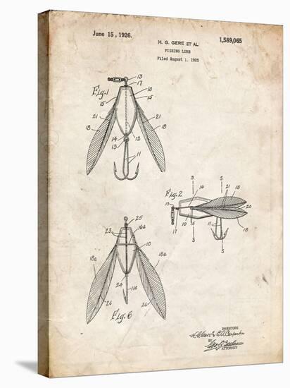 PP476-Vintage Parchment Surface Fishing Lure Patent Poster-Cole Borders-Stretched Canvas