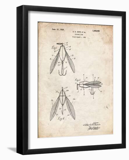 PP476-Vintage Parchment Surface Fishing Lure Patent Poster-Cole Borders-Framed Giclee Print