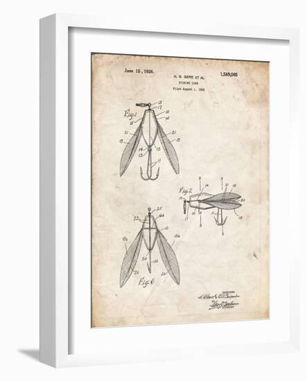 PP476-Vintage Parchment Surface Fishing Lure Patent Poster-Cole Borders-Framed Giclee Print