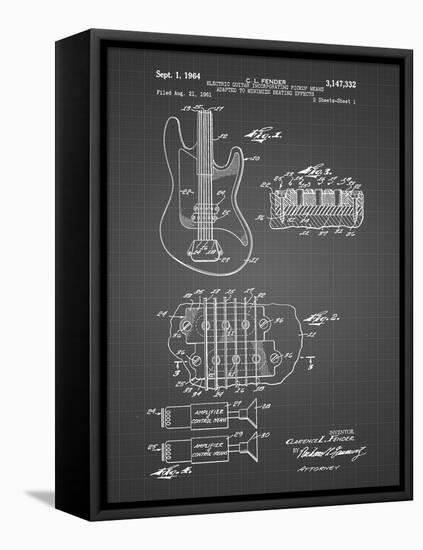 PP49 Black Grid-Borders Cole-Framed Stretched Canvas