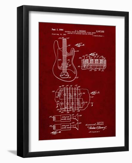 PP49 Burgundy-Borders Cole-Framed Giclee Print