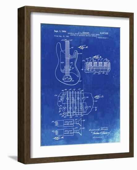 PP49 Faded Blueprint-Borders Cole-Framed Giclee Print