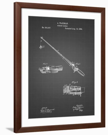 PP490-Black Grid Fishing Rod and Reel 1884 Patent Poster-Cole Borders-Framed Giclee Print