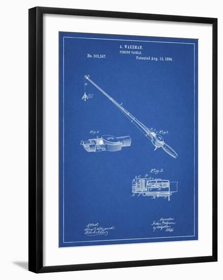 PP490-Blueprint Fishing Rod and Reel 1884 Patent Poster-Cole Borders-Framed Giclee Print