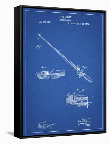 PP490-Blueprint Fishing Rod and Reel 1884 Patent Poster-Cole Borders-Framed Stretched Canvas