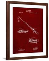 PP490-Burgundy Fishing Rod and Reel 1884 Patent Poster-Cole Borders-Framed Giclee Print