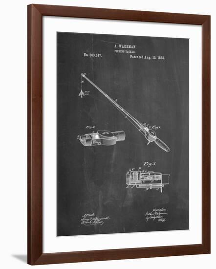 PP490-Chalkboard Fishing Rod and Reel 1884 Patent Poster-Cole Borders-Framed Giclee Print