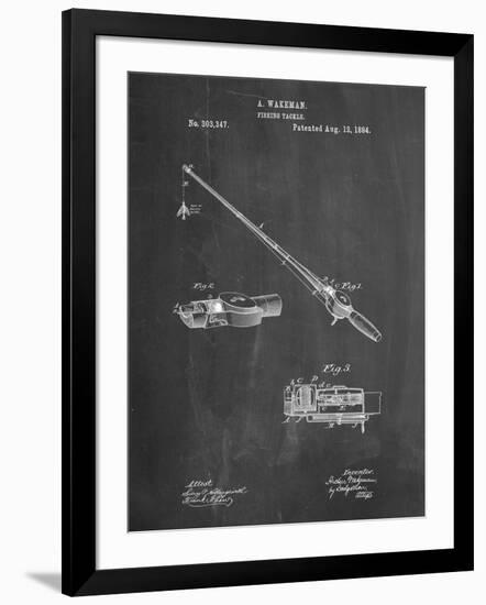 PP490-Chalkboard Fishing Rod and Reel 1884 Patent Poster-Cole Borders-Framed Giclee Print