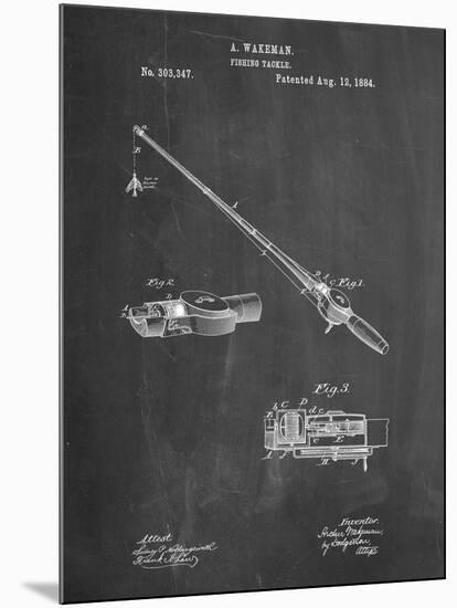 PP490-Chalkboard Fishing Rod and Reel 1884 Patent Poster-Cole Borders-Mounted Giclee Print