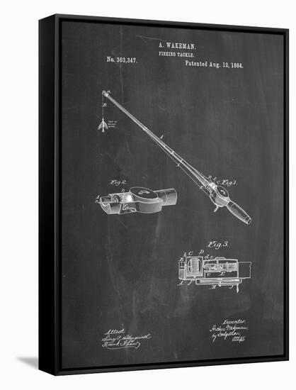 PP490-Chalkboard Fishing Rod and Reel 1884 Patent Poster-Cole Borders-Framed Stretched Canvas