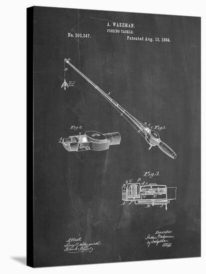 PP490-Chalkboard Fishing Rod and Reel 1884 Patent Poster-Cole Borders-Stretched Canvas