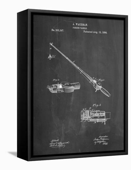 PP490-Chalkboard Fishing Rod and Reel 1884 Patent Poster-Cole Borders-Framed Stretched Canvas