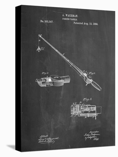 PP490-Chalkboard Fishing Rod and Reel 1884 Patent Poster-Cole Borders-Stretched Canvas