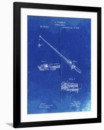 PP490-Faded Blueprint Fishing Rod and Reel 1884 Patent Poster-Cole Borders-Framed Giclee Print