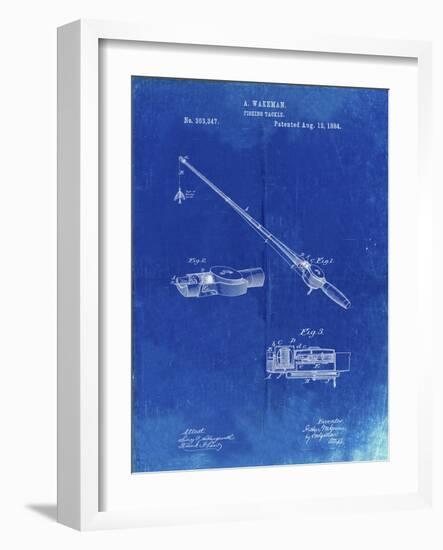 PP490-Faded Blueprint Fishing Rod and Reel 1884 Patent Poster-Cole Borders-Framed Giclee Print