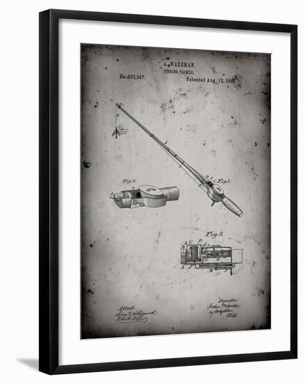 PP490-Faded Grey Fishing Rod and Reel 1884 Patent Poster-Cole Borders-Framed Giclee Print