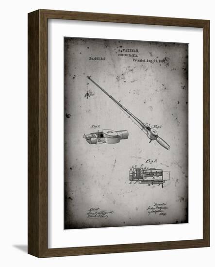 PP490-Faded Grey Fishing Rod and Reel 1884 Patent Poster-Cole Borders-Framed Giclee Print