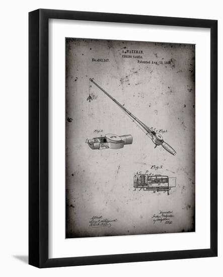 PP490-Faded Grey Fishing Rod and Reel 1884 Patent Poster-Cole Borders-Framed Giclee Print