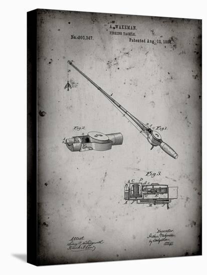 PP490-Faded Grey Fishing Rod and Reel 1884 Patent Poster-Cole Borders-Stretched Canvas