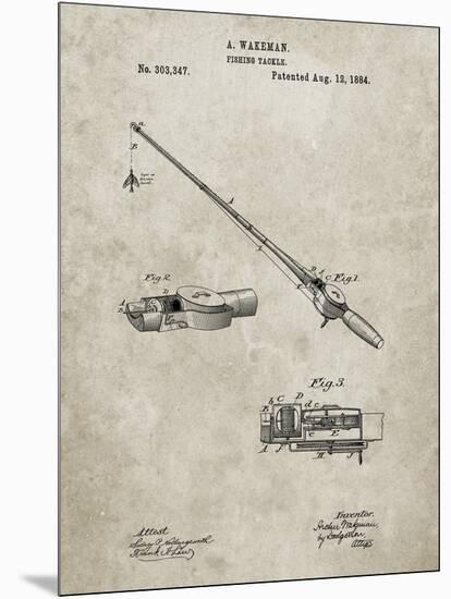 PP490-Sandstone Fishing Rod and Reel 1884 Patent Poster-Cole Borders-Mounted Premium Giclee Print