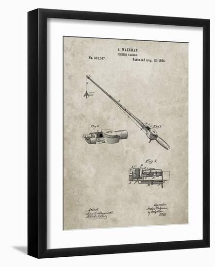 PP490-Sandstone Fishing Rod and Reel 1884 Patent Poster-Cole Borders-Framed Giclee Print