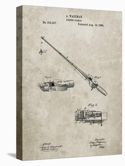 PP490-Sandstone Fishing Rod and Reel 1884 Patent Poster-Cole Borders-Stretched Canvas