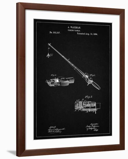PP490-Vintage Black Fishing Rod and Reel 1884 Patent Poster-Cole Borders-Framed Giclee Print