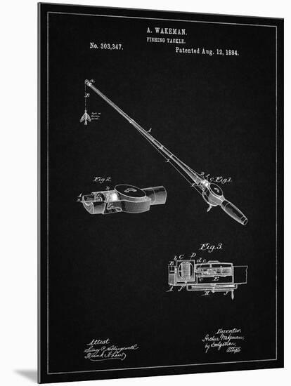 PP490-Vintage Black Fishing Rod and Reel 1884 Patent Poster-Cole Borders-Mounted Giclee Print