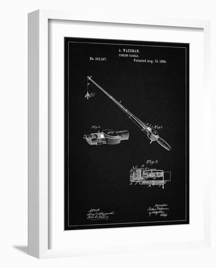 PP490-Vintage Black Fishing Rod and Reel 1884 Patent Poster-Cole Borders-Framed Giclee Print