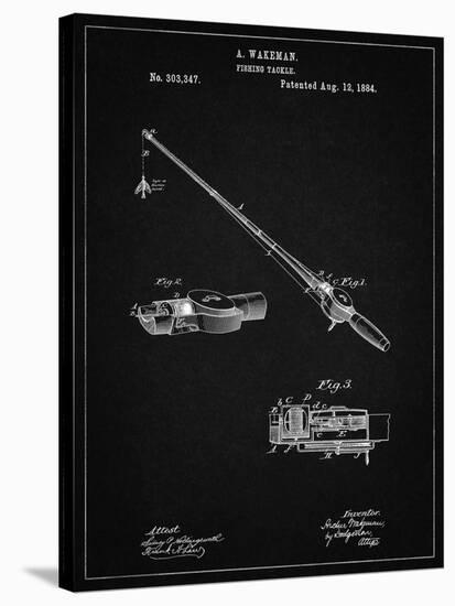 PP490-Vintage Black Fishing Rod and Reel 1884 Patent Poster-Cole Borders-Stretched Canvas