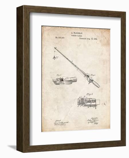 PP490-Vintage Parchment Fishing Rod and Reel 1884 Patent Poster-Cole Borders-Framed Giclee Print