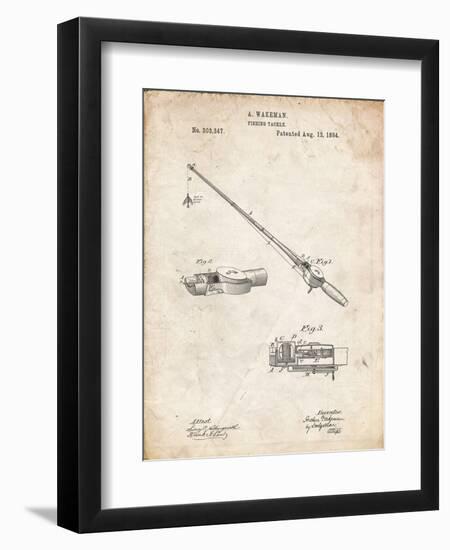 PP490-Vintage Parchment Fishing Rod and Reel 1884 Patent Poster-Cole Borders-Framed Giclee Print